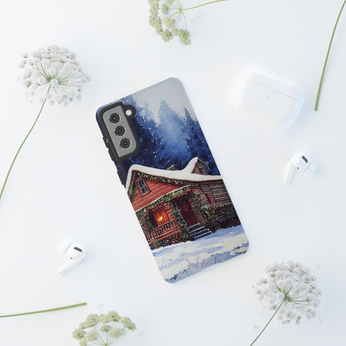 Cozy Christmas Cabin in the Snow - Impact Resistant Phone Case